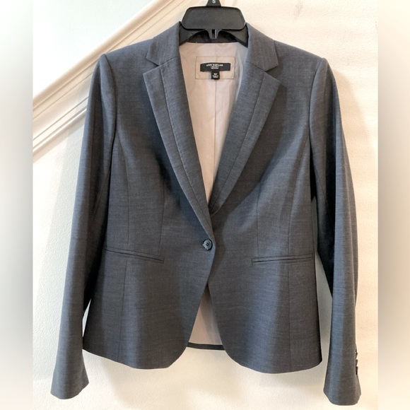 Ann Taylor Virgin Wool Blazer 4 Petite Gray - Picture 1 of 11
